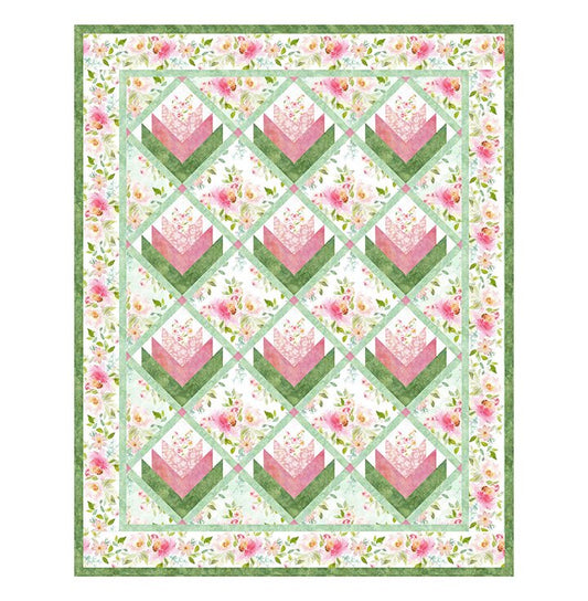 Floral Log Cabins Quilt Pattern