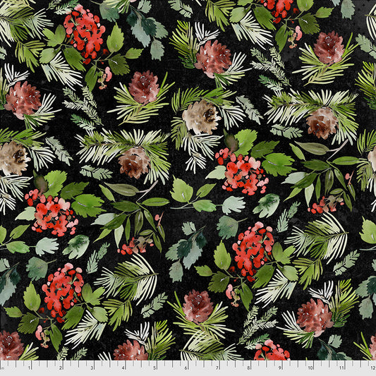 Tim Holtz Christmastime - Evergreen Floral - Black