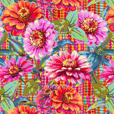 Festival - Giant Zinnias - Pink - 108" Wide Backing