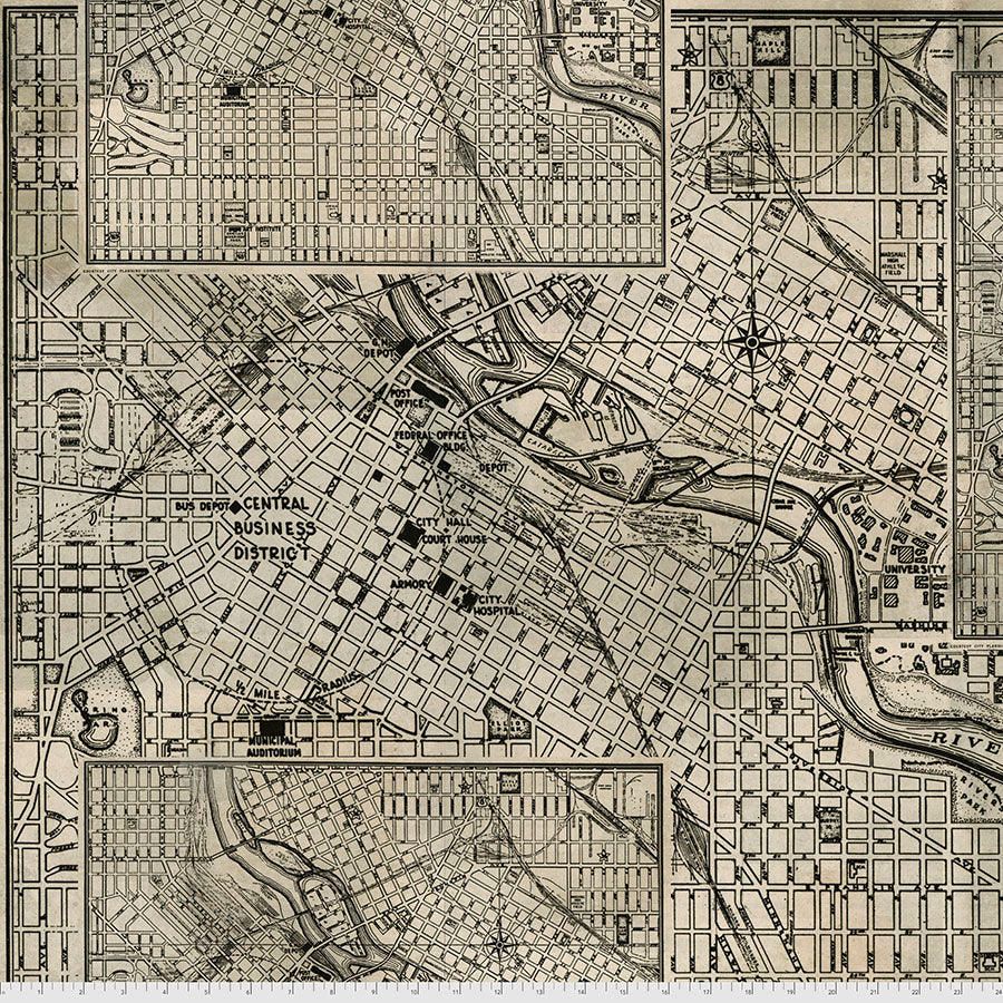 Street Maps - Black || Elements Backing Fabric - 108"