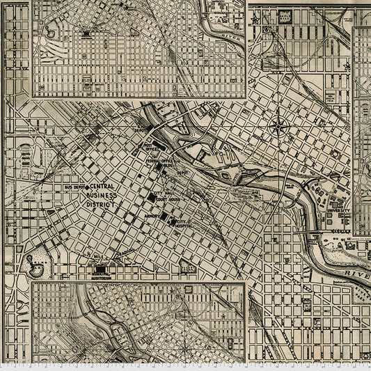 Street Maps - Black || Elements Backing Fabric - 108"
