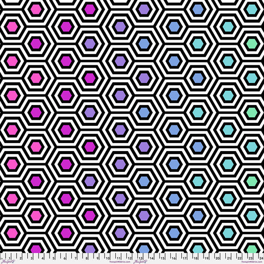 Rainbow Hexy XL - Ink || Tula's True Colors Quilt 108" Backing Fabric
