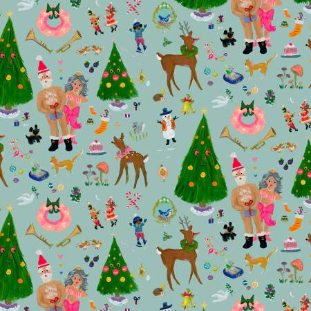 Multi Mistletoe Mischief Fabric