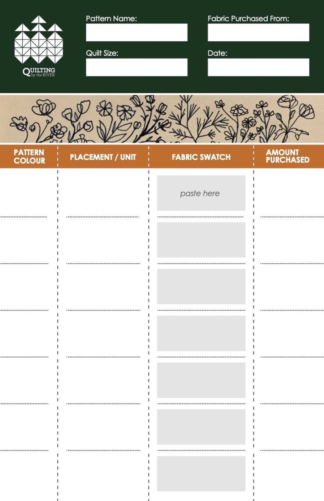 Fabric Placement Notepad