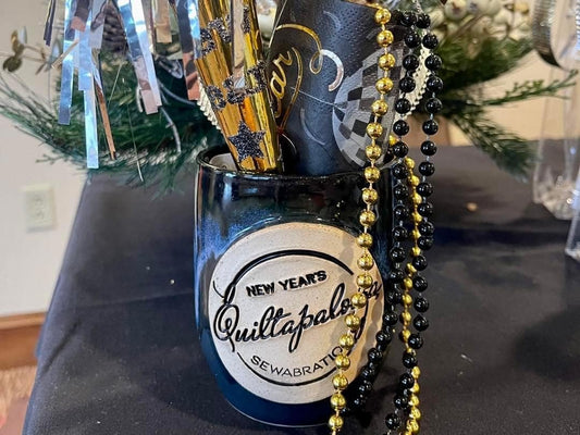 New Year's Quiltapalooza Sewabration Stemless Wine Mug