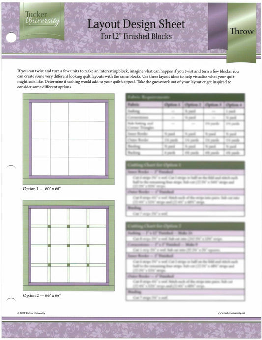 Throw Layout Design Sheet for 12" Blocks