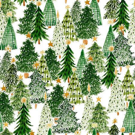 Snowy Greetings - Trees White