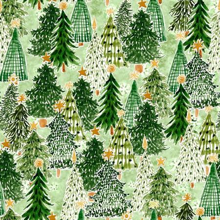 Snowy Greetings - Trees Green
