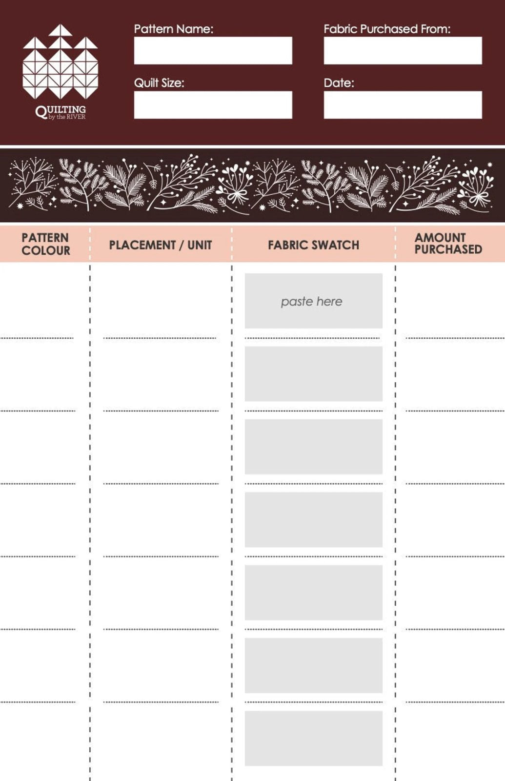 Fabric Placement Notepad