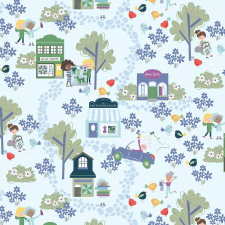 Shop Hop - Pale Blue Shop Hop Digital Toile