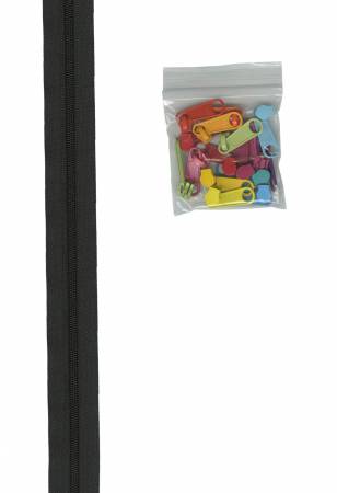 Zipper By The Yard - ByAnnie - Black Multi-color Pulls