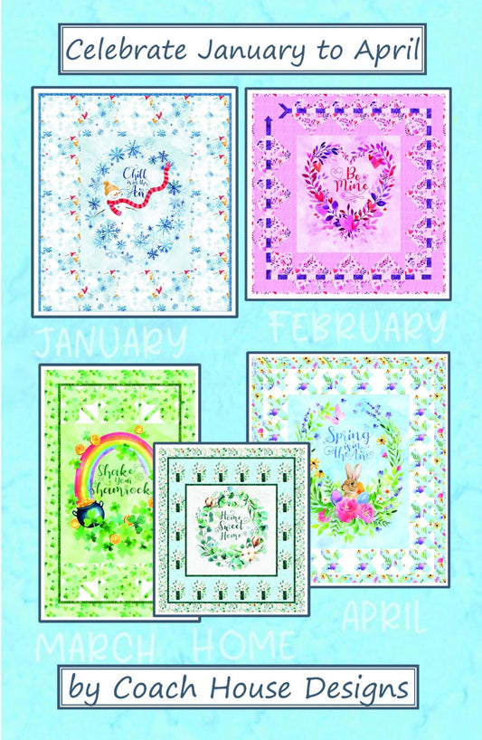 Celebrate January to April Wall Quilts by Coach House Designs