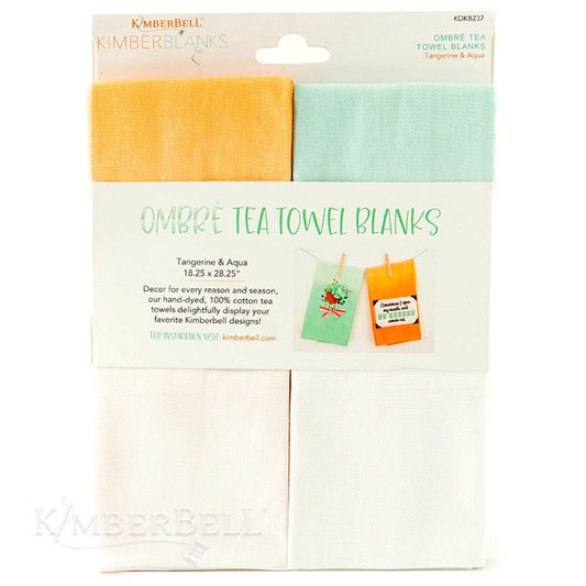 Kimberbell Ombre Tea Towel Blanks - Tangerine and Aqua
