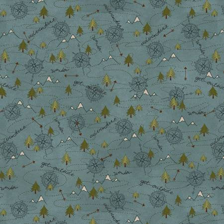 The Mountains are Calling - Teal Mixed Media Mountain Trail Flannel