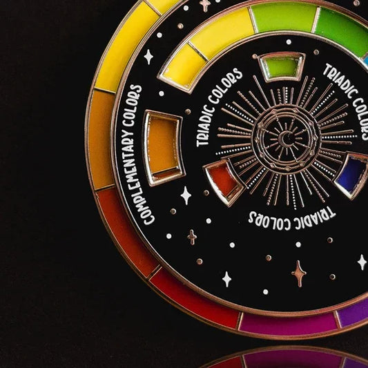 Muse Black Rainbow Color Wheel Interactive Enamel Spinner Pin (Black)