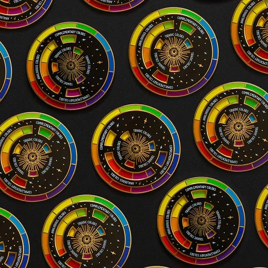 Muse Black Rainbow Color Wheel Interactive Enamel Spinner Pin (Black)