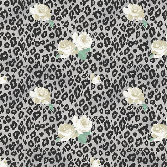 Mylah's Garden Digital Leopard Floral Y3945-5 Light Gray